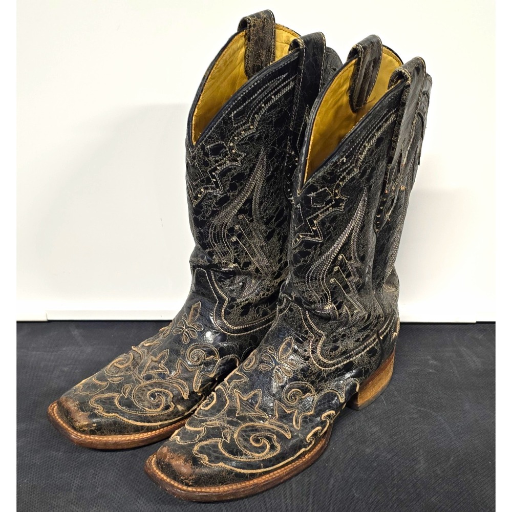 Corral Vintage Black Embroidered Western Cowboy Boots Women's US 7.5 A2402